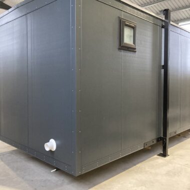 36ft x 10ft Portable Cabin Purpose Built Office, used as a car sales office with entrance lobby and separate toilet and kitchen facilities