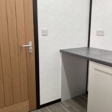 36ft x 10ft Portable Cabin Purpose Built Office, used as a car sales office with entrance lobby and separate toilet and kitchen facilities