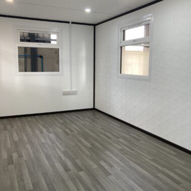 36ft x 10ft Portable Cabin Purpose Built Office, used as a car sales office with entrance lobby and separate toilet and kitchen facilities