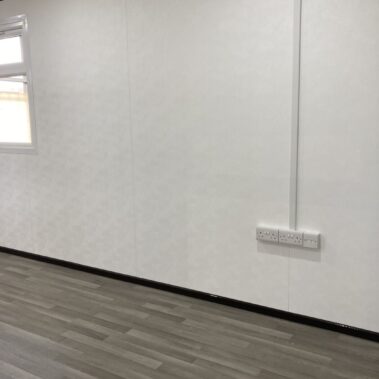 36ft x 10ft Portable Cabin Purpose Built Office, used as a car sales office with entrance lobby and separate toilet and kitchen facilities