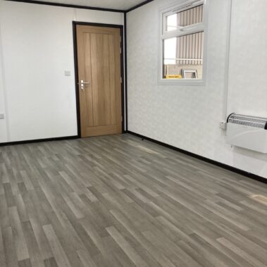 36ft x 10ft Portable Cabin Purpose Built Office, used as a car sales office with entrance lobby and separate toilet and kitchen facilities