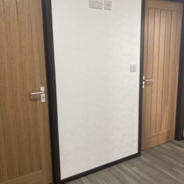 36ft x 10ft Portable Cabin Purpose Built Office, used as a car sales office with entrance lobby and separate toilet and kitchen facilities