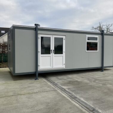 24ft x 12ft Open Plan Jackleg Cabin with Double Half Glazed Doors
