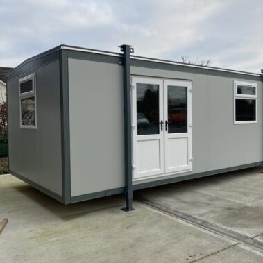 24ft x 12ft Open Plan Jackleg Cabin with Double Half Glazed Doors