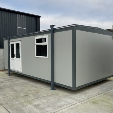 24ft x 12ft Open Plan Jackleg Cabin with Double Half Glazed Doors