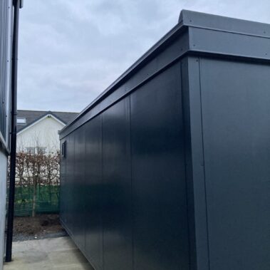24ft x 12ft Cabin Built on Steel Chassi with Full Antricite Walls with Cedar Clad Feature Panel and Mono Pitch Roof