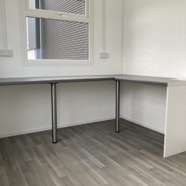12ft x 8ft Jackleg Cabin Desk Height Counter on Chrome Legs