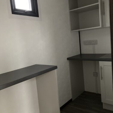 20ft x 10ft Jackleg Cabin with separate Kitchenette with Full Goosewing Wall Panels and Antricite Windows and Door